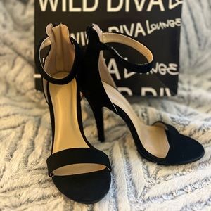 Wild Diva Black Open Toe Heels